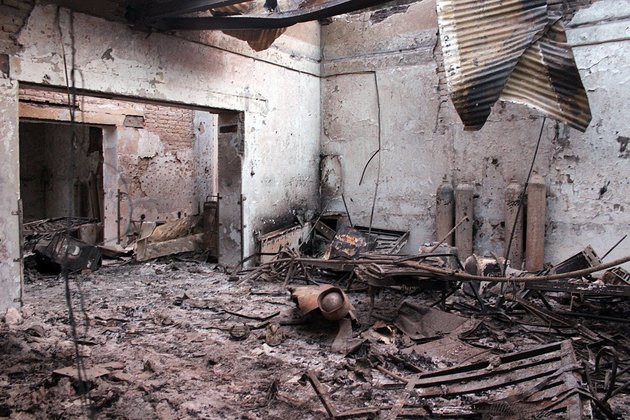 <span class='image-component__caption' itemprop="caption">In this Oct. 16 photo, the charred remains of the Doctors Without Borders hospital is seen after being hit by a U.S. airstrike in Kunduz, Afghanistan.</span>